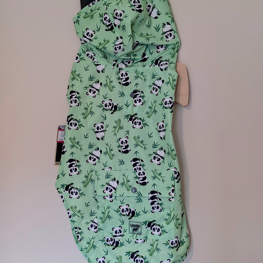 Canada Pooch, Green Panda Print, Rain Poncho, Size 20